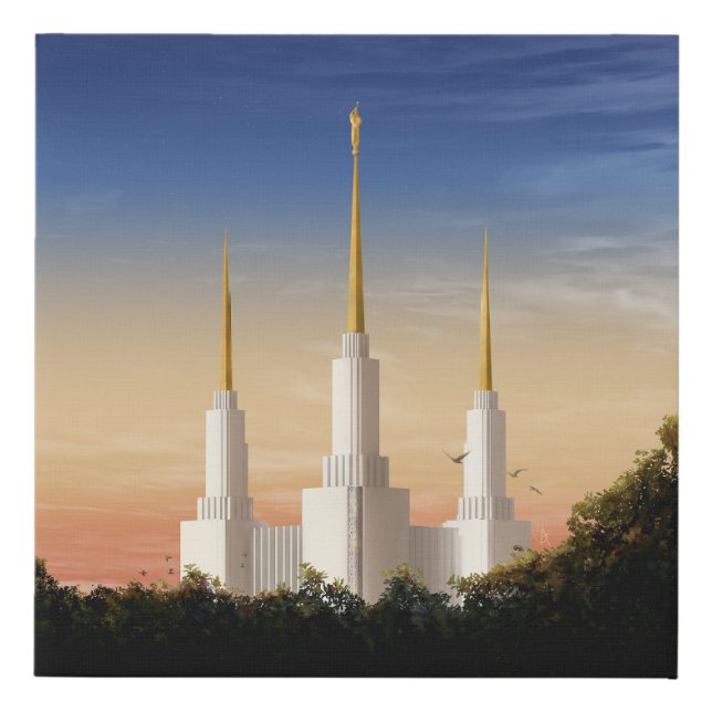 Washington DC Temple Sunset Faux Canvas Print (Front)