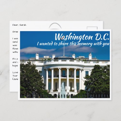 Washington DC The White House Postcard