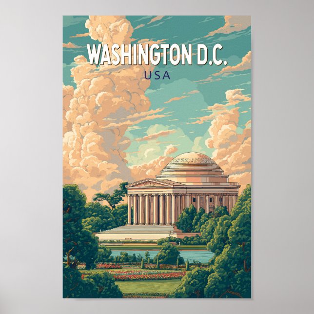 Washington DC Thomas Jefferson Memorial Travel Art Poster (Front)