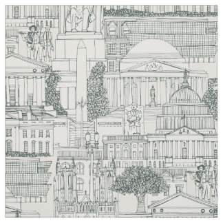 Washington DC toile balsam strong white Fabric