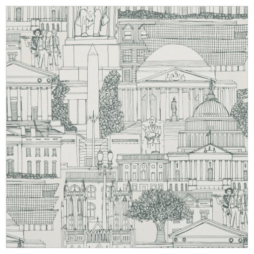 Washington DC toile balsam strong white Fabric