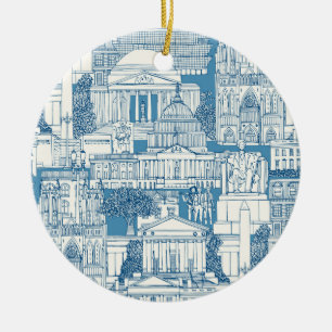 Washington DC toile blue Ceramic Ornament