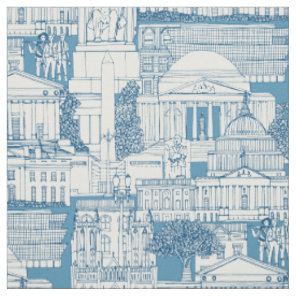 Washington DC toile blue Fabric
