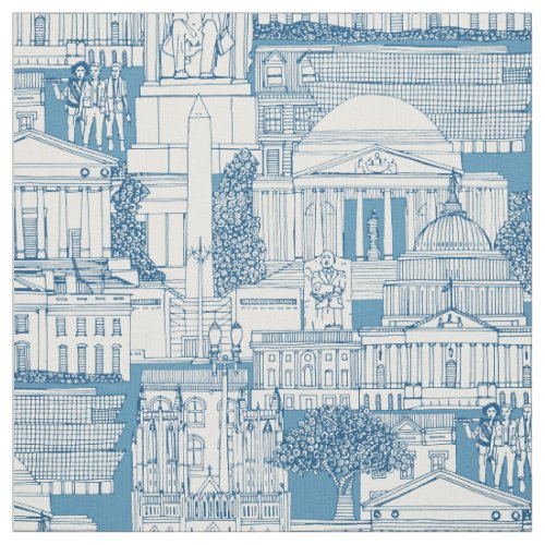 Washington DC toile blue Fabric