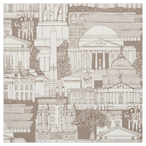 Washington DC toile chocolate Fabric