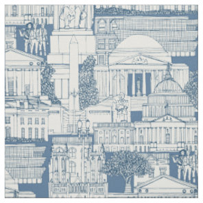 Washington DC toile cobalt denim Fabric