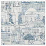 Washington DC toile cobalt strong white Fabric