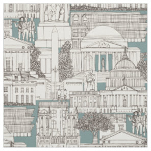 Washington DC toile juniper Fabric