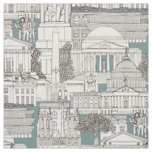 Washington DC toile juniper Fabric