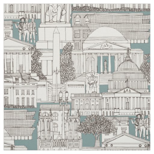 Washington DC toile juniper Fabric
