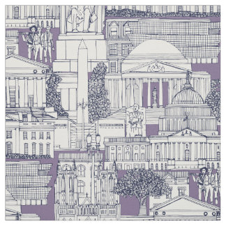 Washington DC toile navy blue violet Fabric