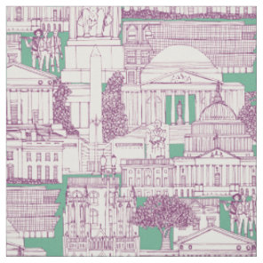Washington DC toile purple peppermint Fabric