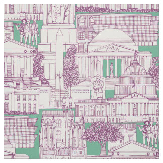 Washington DC toile purple peppermint Fabric