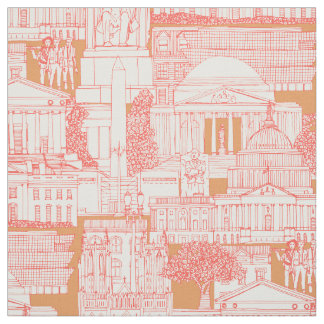 Washington DC toile sunset orange Fabric