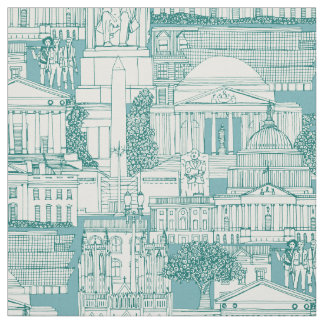 Washington DC toile viridian turquoise Fabric