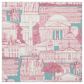 Washington DC toile viva magenta turquoise Fabric