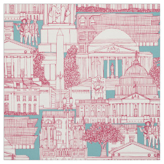 Washington DC toile viva magenta turquoise Fabric