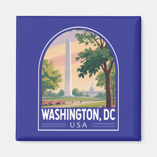 Washington DC Travel Art Emblem Magnet (Front)