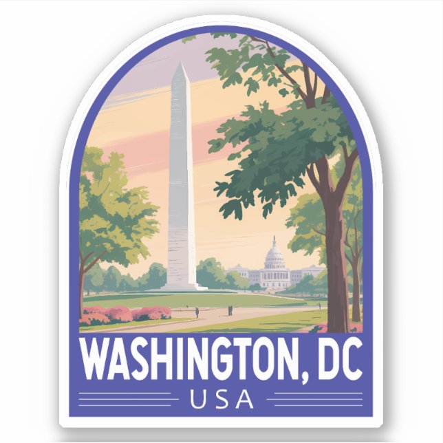 Washington DC Travel Art Emblem Sticker (Front)