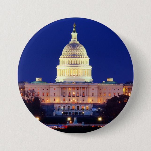 Washington DC United States Capitol at Dusk Button (Front)