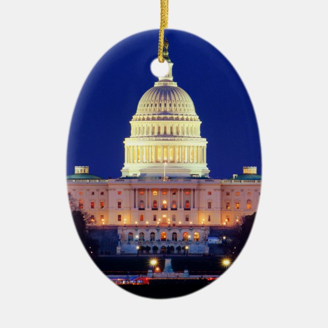 Washington DC United States Capitol at Dusk Ceramic Ornament (Front)
