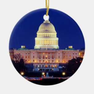 Washington DC United States Capitol at Dusk Ceramic Ornament