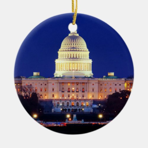 Washington DC United States Capitol at Dusk Ceramic Ornament