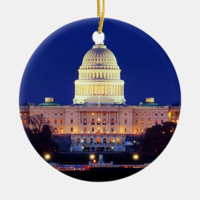 Washington DC United States Capitol at Dusk Ceramic Ornament (Front)