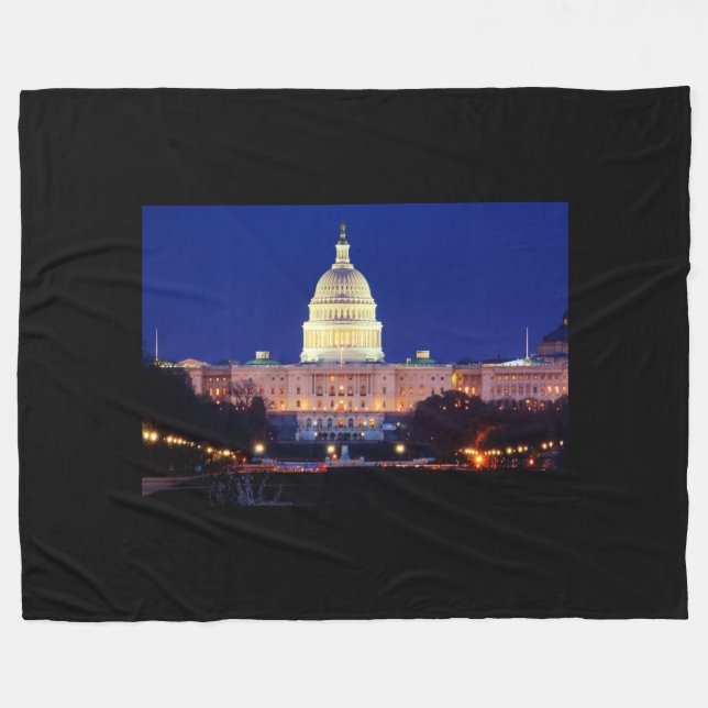 Washington DC United States Capitol at Dusk Fleece Blanket (Front (Horizontal))