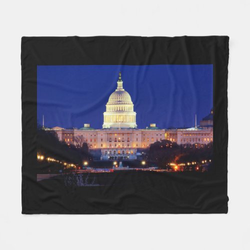 Washington DC United States Capitol at Dusk Fleece Blanket