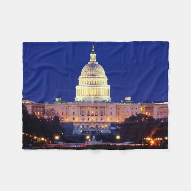 Washington DC United States Capitol at Dusk Fleece Blanket (Front (Horizontal))