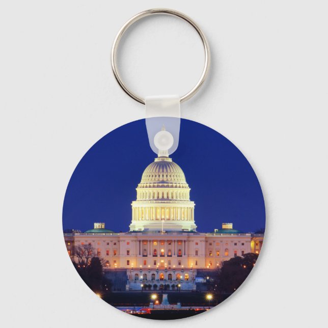 Washington DC United States Capitol at Dusk Keychain (Front)