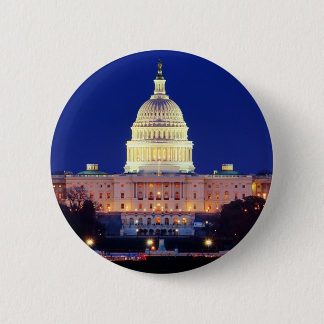 Washington DC United States Capitol at Dusk Pinback Button (Front)