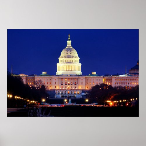 Washington DC United States Capitol at Dusk Poster