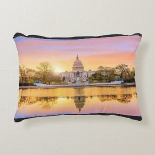 Washington DC US Capitol Building Sunset Reflectio Accent Pillow