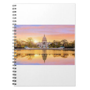 Washington DC US Capitol Building Sunset Reflectio Notebook