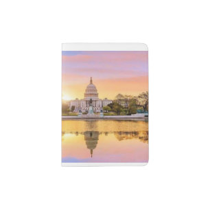 Washington DC US Capitol Building Sunset Reflectio Passport Holder