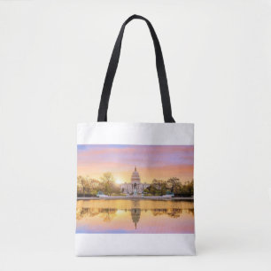 Washington DC US Capitol Building Sunset Reflectio Tote Bag
