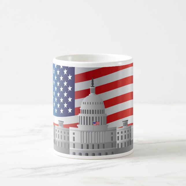 Washington DC US Capitol Building with US Flag Mug (Center)