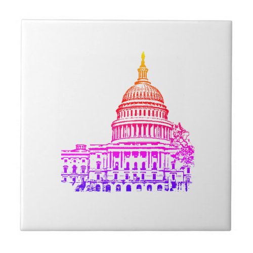 Washington DC USA Capitol Sketch Ceramic Tile