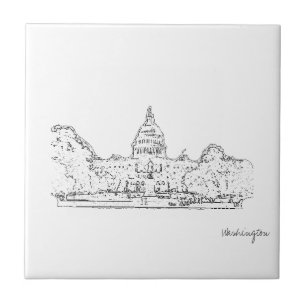 Washington DC USA Capitol Sketch Ceramic Tile