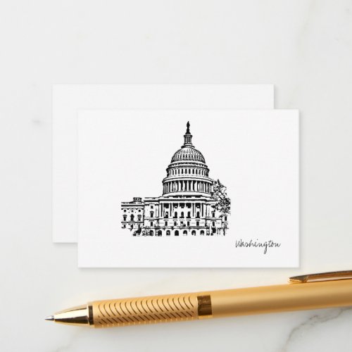 Washington DC USA Capitol Sketch Enclosure Card