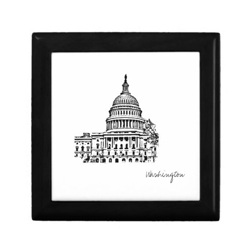 Washington DC USA Capitol Sketch Gift Box