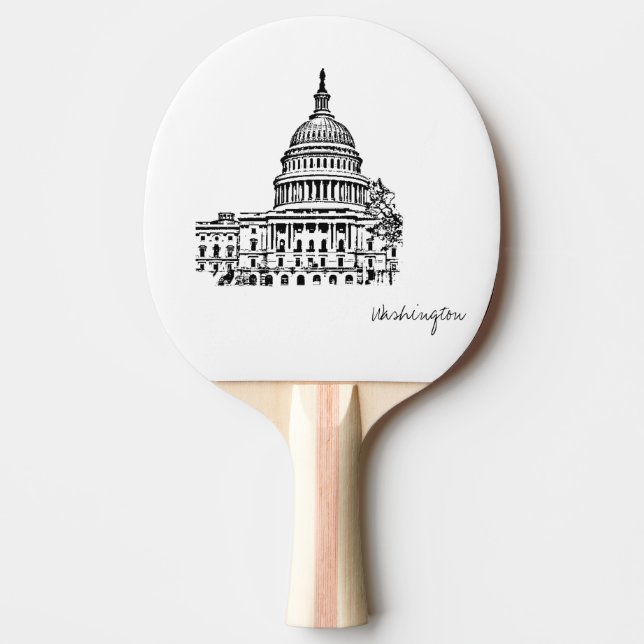 Washington DC USA Capitol Sketch Ping Pong Paddle (Front)