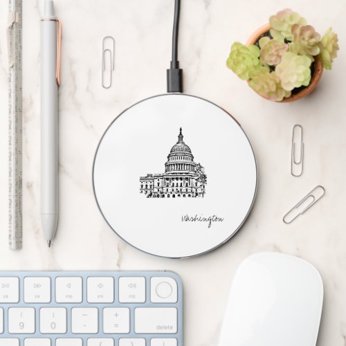 Washington DC USA Capitol Sketch Wireless Charger