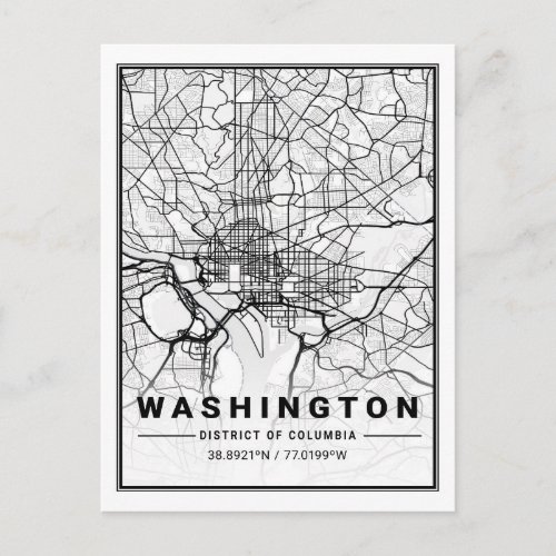 Washington DC USA Travel City Map Postcard