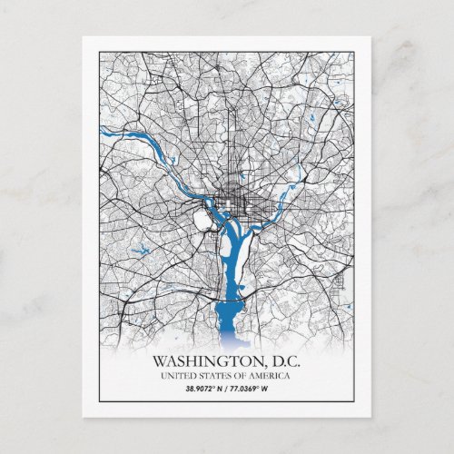 Washington DC USA Travel City Map Postcard