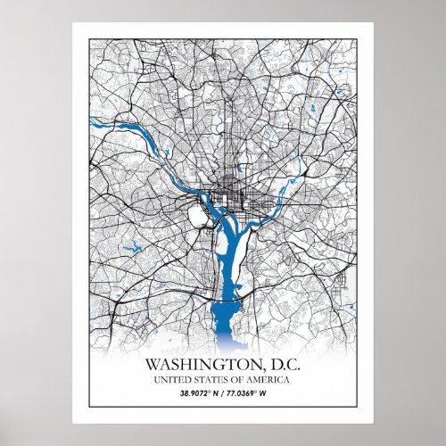Washington DC USA Travel City Map Poster