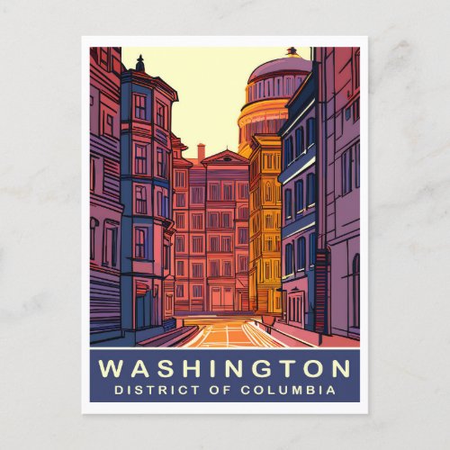 Washington DC Vibrant Colors Travel Postcard