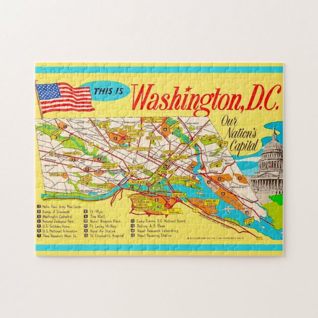 Washington DC Vintage 11x14 Map Puzzle (Horizontal)